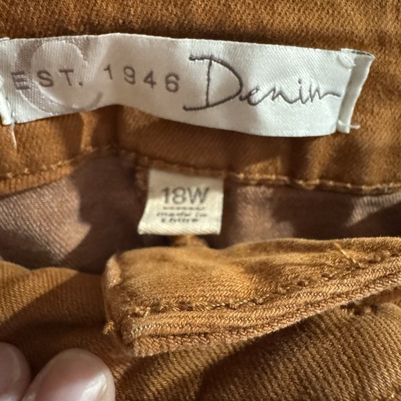 C‎ Est. 1946 Denim Skirt Women's Size 18W Orange Button Up Pockets Pre-owned - Picture 5 of 6